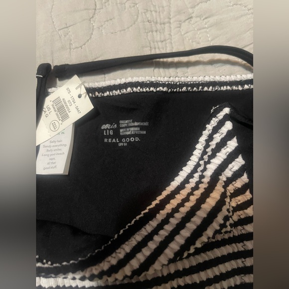 Aerie Crinkle Stripe Cheekiest Tie Bikini Bottom Size Large (NWT) - Picture 3 of 6